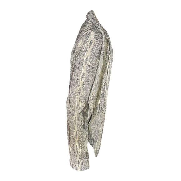 CHICO'S Metallic Silver Jacket Open Front Blazer Boucle Blouse Top Women 0 - Picture 5 of 9